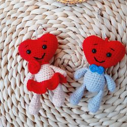 2 Crochet Pattern small toys - key chains , Crochet Pattern Mini Toys, Bag Charm, Car Decor, Keychain pattern, Heart Key