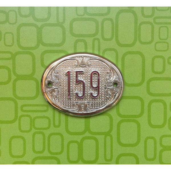 159 oval address door number plate sign