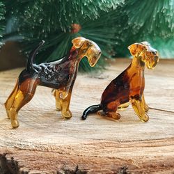 SET - figurines Welsh terrier, airedale terrier style of Murano glass, statuette