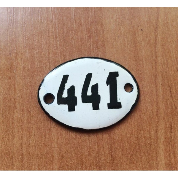 Enamel metal apt number sign 441 small address vintage door | Inspire ...