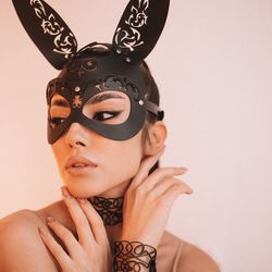 Rabbit mask, Leather mask for sex, Sexy mask, Leather belts, Bunny costume, Bdsm mask, Bunny mask, Hot Craft