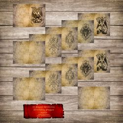 12 Blank Pages of Baphomet Grimoire,  Blank Spell Paper,  Printable Magic Junk Journal Kit Pages