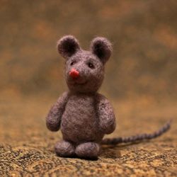 Handmade toy wool felting mouse
