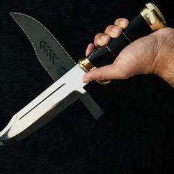 stainless steel knife, hunting knife with sheath, fixed blade camping knife, bowie knife, handmade knives, gifts for men
