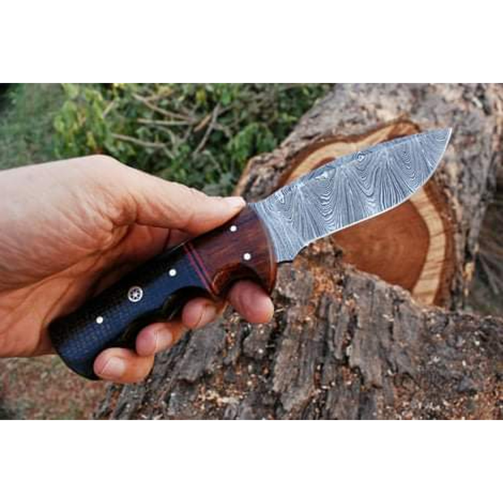 Damascus Steel Hunting Knife with Sheath in usa