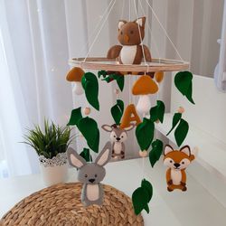 Woodland Baby Mobile, Mobile Nursery, Neutral Baby Mobile, Woodland Baby Shower, Woodland Nursery Decor, Crib Mobile