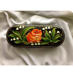 glasses case hand painted russian glasses case eyeglass case hard elegant gift women handmade gift lacquer glasses case
