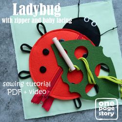 Ladybug. Baby lacing. Felt animals. PDF tutorial