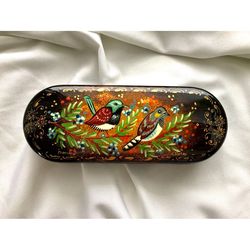 glasses case hand painted russian glasses case eyeglass case hard elegant gift women handmade gift lacquer glasses case
