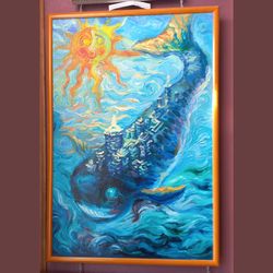 oil painting the fabulous whale