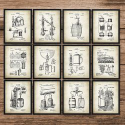 Beer Patent SET of 12,Beer Wall Decor,Beer Poster,Bar Decor,Kitchen Decor,Beer,Brewing Beer,Beer Invention,Brewing