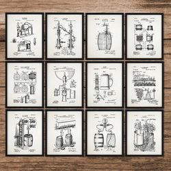 Beer Patent SET of 12,Beer Wall Decor,Beer Poster,Bar Decor,Kitchen Decor,Beer,Brewing Beer,Beer Invention