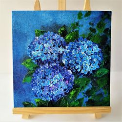 Hydrangea canvas wall art flower painting blue artwork decor