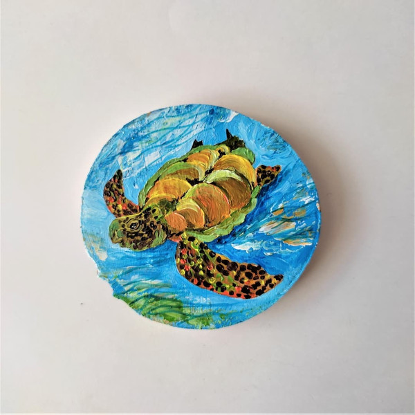 Green-sea-turtle-acrylic-painting-on-wood-impasto-art-animal-very-small-wall-decor.jpg