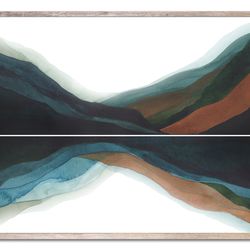 Mountain Lake Art Print Ireland Mountains Watercolor Painting Dark Blue Irish Landscape Abstract Watercolor Wall Art