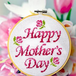 happy mothers day cross stitch pattern pdf by crossstitchingforfun instant download, mother day cross stitch chart