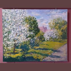oil painting landscape may bloom