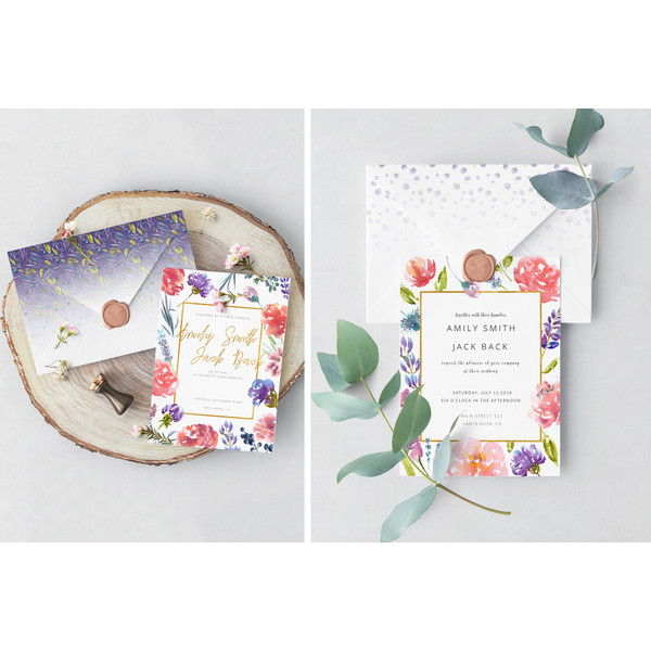 Rustic flowers save the date card