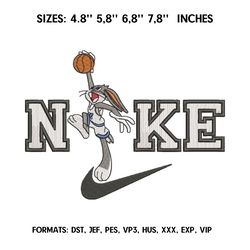 nike bugs bunny embroidery design file/  anime embroidery design/ nike logo machine embroidery / design pes dst