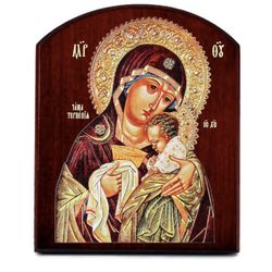 Cup of Patience Virgin | Collectible Christian Orthodox Icon on Wood | Mother Of God | Size: 13 x 11 x 1,5 cm