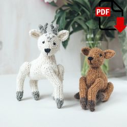 Forest Fawn knitting pattern. Knitted amigurumi reindeer step by step tutorial. DIY Christmas gift. English and Russian