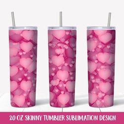 pink hearts 20oz skinny tumbler sublimation wrap