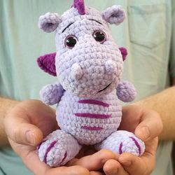 Dragon plush toy - amigurumi crochet pattern - PDF tutorial English - Crochet Dinosaur pattern