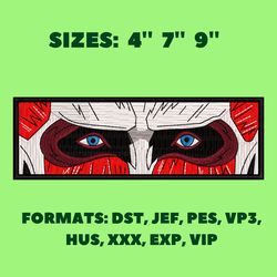 Colossal Titan eyes embroidery design, anime eyes embroidery, anime pes design, machine embroidery pattern, anime