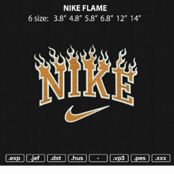 Burning Nike Embroidery Design, blazing brand logo, 4 sizes,Instant Download