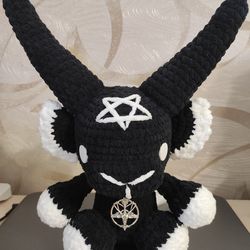 Big crochet baphomet toy, black baphomet, satanic toy, plush toy