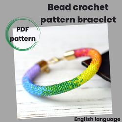 bead crochet pdf pattern rainbow bracelet, bead rope pdf pattern, seed bead crochet pattern, pattern bracelet