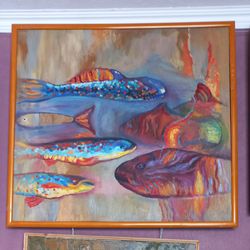 oil painting bright fantastic fish