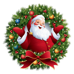 Laurel wreath and Santa Claus image - PNG