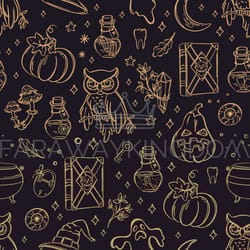 halloween background witchcraft monocolor sketch pattern
