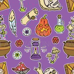 halloween candle pumpkin flat design stroke seamless vector