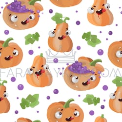 halloween pumpkin flat design seamless pattern vector print
