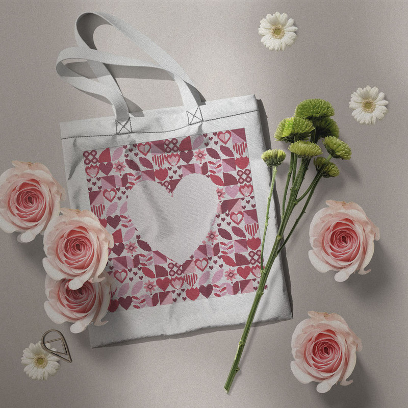 8 Saint Valentine Heart inside Boho style red pink colors abstract modern style cross stitch digital printable pattern for home decor and gift.jpg