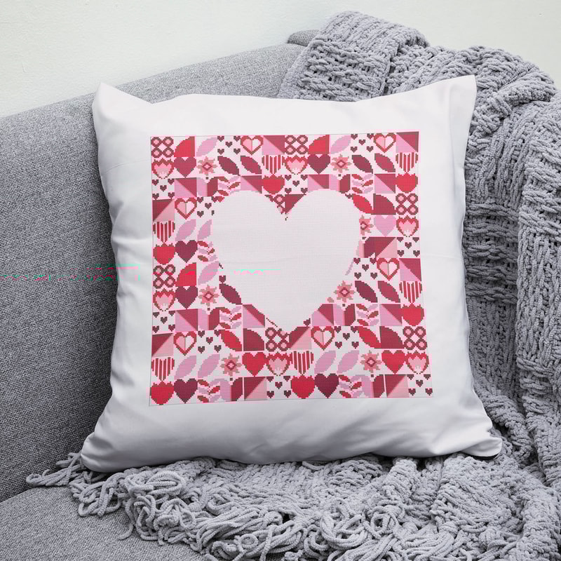 11 2 cross stitch patterns set Abstract pattern and Heart inside Saint Valentine abstract modern style cross stitch digital printable pattern for home decor and