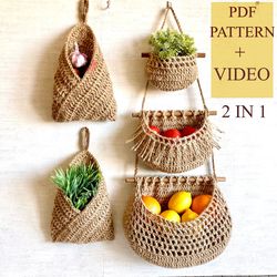 Camper decor Crocheted hanging baskets PDF Pattern Crochet tutorial Easy crochet projects for home RV Gift Ideas