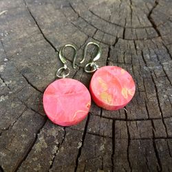 Cirgle wood earrings Pink wood earrings Wood earrings for women