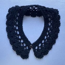 black detachable collar with decorative button