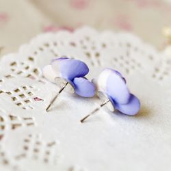 Pansy lavender earrings, Flower violet studs, Purple pansy jewelry, Floral style