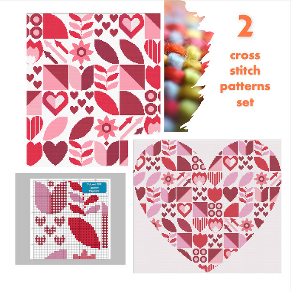 1 Set 2 pattern Saint Valentine Boho style  pattern and Heart with pattern for home decor and gift.png