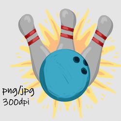 digital download / hand drawn bowling clipart