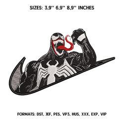 Venom Embroidery Design File/ Marvel Anime Embroidery Design/ Machine  Design Pes Dst. Nike Black Venom embroidery