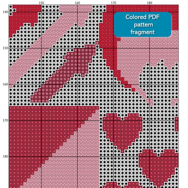 0002 Boho style red colors Saint Valentine abstract modern style cross stitch digital printable pattern for home decor and gift.jpg