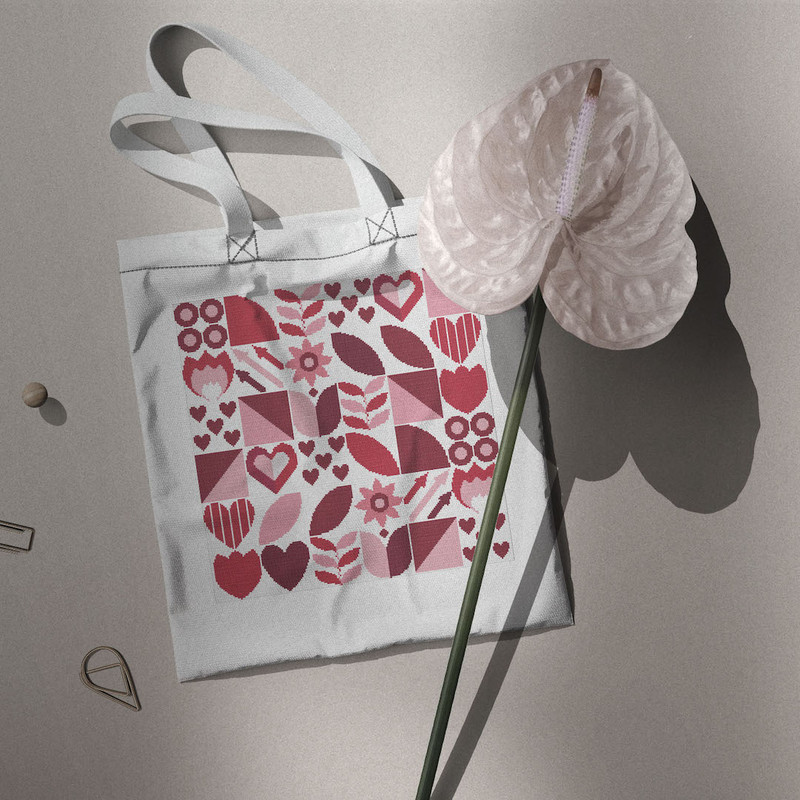 5 Boho style red colors Saint Valentine abstract modern style cross stitch digital printable pattern for home decor and gift.jpg