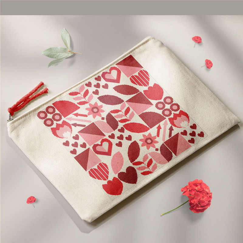 6 Boho style red colors Saint Valentine abstract modern style cross stitch digital printable pattern for home decor and gift.jpg