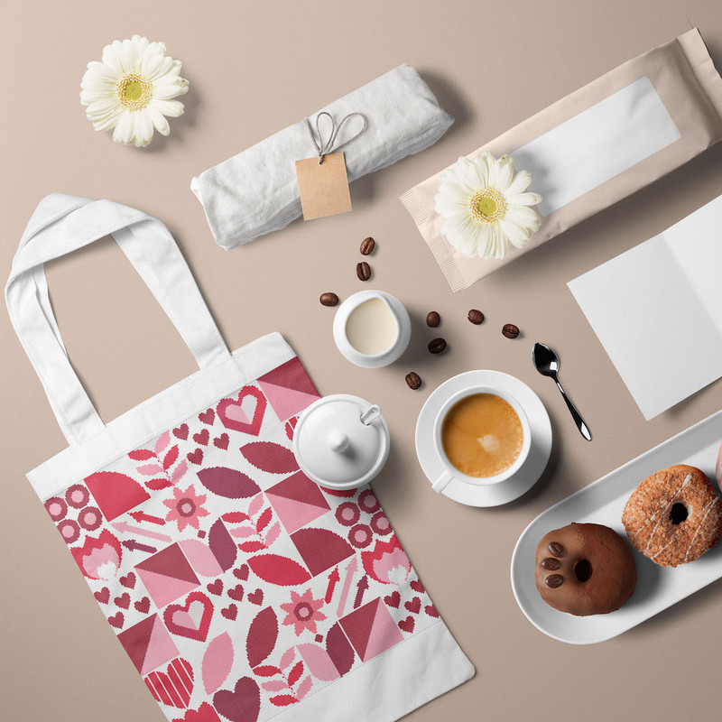 9 Boho style red colors Saint Valentine abstract modern style cross stitch digital printable pattern for home decor and gift.jpg