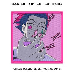 hisoka embroidery design file/ hunter x hunter anime embroidery design/ machine  design pes dst. hisoka pink